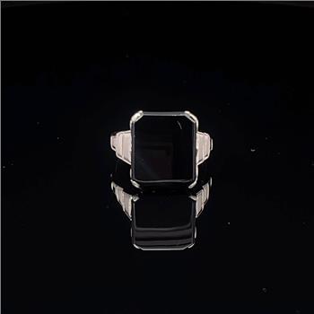 Men’s 14k Gold Black Onyx Statement Ring – 1ct Oval Gemstone Solitaire Ring, Handmade In USA