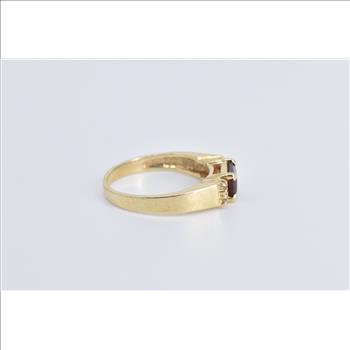 14K Emerald Cut Garnet Diamond Fashion Stacking Yellow Gold Ring, Size 4.25