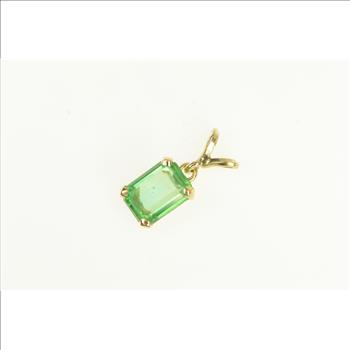 14K Emerald Cut Sim. Emerald Vintage Solitaire Yellow Gold Charm/Pendant