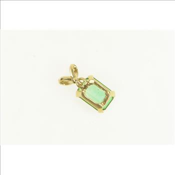 14K Emerald Cut Sim. Emerald Vintage Solitaire Yellow Gold Charm/Pendant