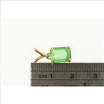 14K Emerald Cut Sim. Emerald Vintage Solitaire Yellow Gold Charm/Pendant