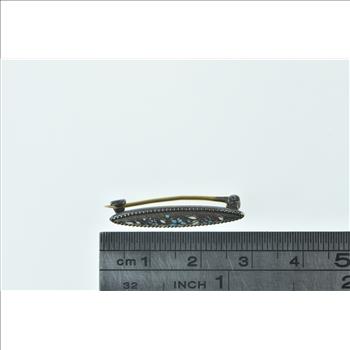 14K Enamel Forget Me Not Flower Bar Yellow Gold Pin/Brooch