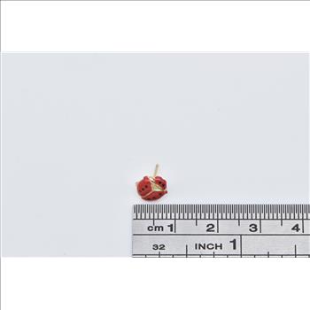 14K Enamel High Relief Vintage Single Stud Yellow Gold Earring