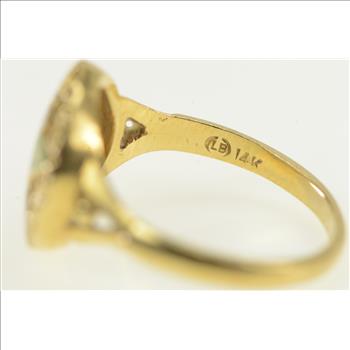 14K Enamel Order of the Eastern Star Signet Yellow Gold Ring, Size 6