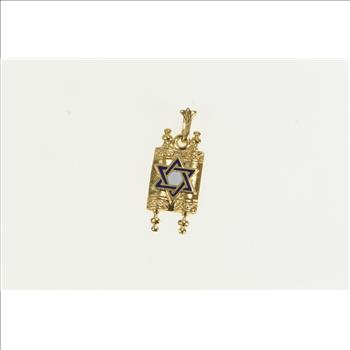 14K Enamel Torah Jewish Text Faith Symbol Yellow Gold Charm/Pendant