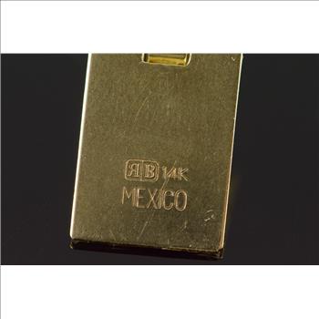 14K Etched Jesus Christ Rectangle Yellow Gold Charm/Pendant