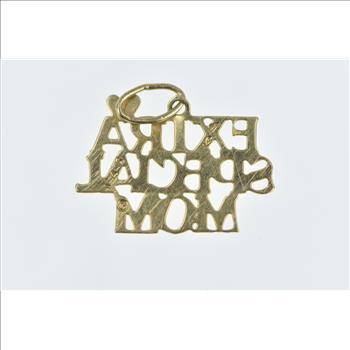 14K Extra Special Mom Word Cut Out Yellow Gold Charm/Pendant