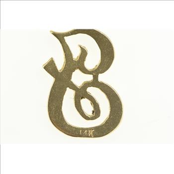 14K F J Initial Cursive Letter Monogram Yellow Gold Pendant