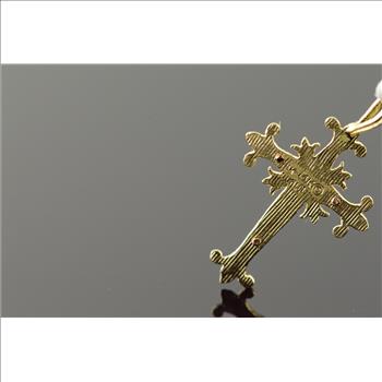 14K Fancy Crucifix Cross Jesus Christ Scroll Yellow Gold Charm/Pendant