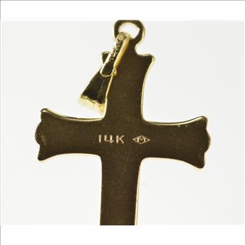 14K Fancy Trim Cross Christian Religious Symbol Yellow Gold Charm/Pendant