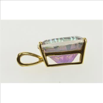 14K Fantasy Cut Mystic Topaz Solitaire Fashion Yellow Gold Pendant