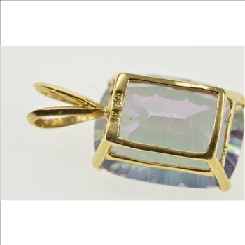 14K Fantasy Cut Mystic Topaz Solitaire Fashion Yellow Gold Pendant