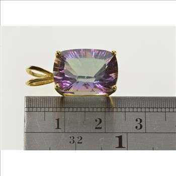 14K Fantasy Cut Mystic Topaz Solitaire Fashion Yellow Gold Pendant