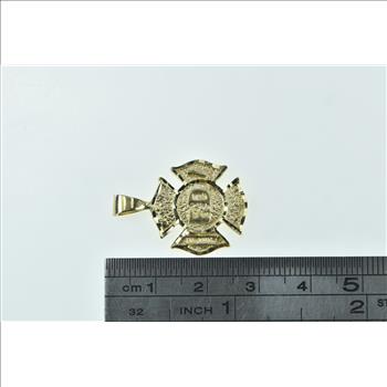 14K FD Fire Fighter Department First Responder Yellow Gold Charm/Pendant