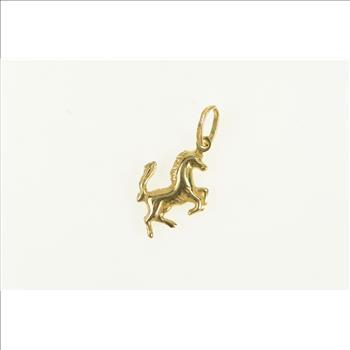 14K Ferrari Horse Symbol Luxury Car Logo Yellow Gold Pendant