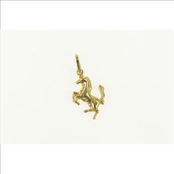 14K Ferrari Horse Symbol Luxury Car Logo Yellow Gold Pendant
