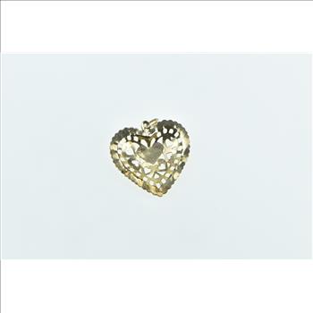 14K Filigree Heart Love Symbol Valentine Romantic Yellow Gold Charm/Pendant