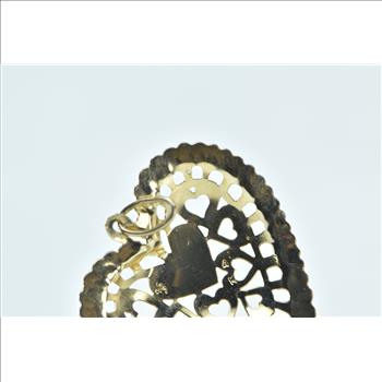 14K Filigree Heart Love Symbol Valentine Romantic Yellow Gold Charm/Pendant