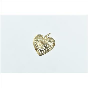 14K Filigree Heart Love Symbol Valentine Romantic Yellow Gold Charm/Pendant