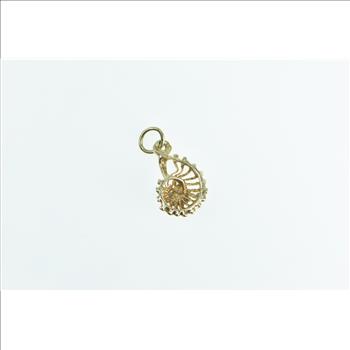 14K Filigree Nautilus Sea Shell Ornate Vintage Yellow Gold Charm/Pendant