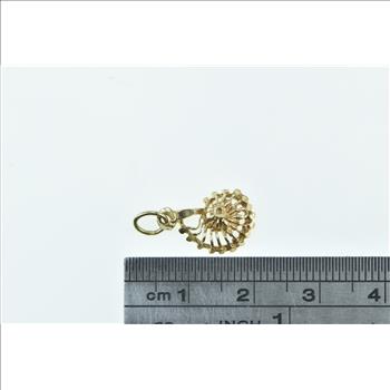 14K Filigree Nautilus Sea Shell Ornate Vintage Yellow Gold Charm/Pendant