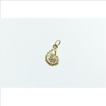 14K Filigree Nautilus Sea Shell Ornate Vintage Yellow Gold Charm/Pendant