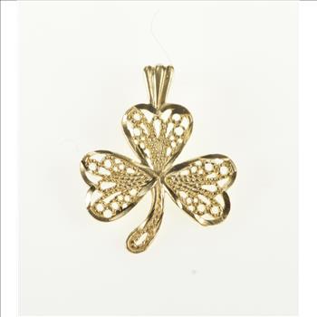 14k Yellow Gold Filigree Irish Clover Charm Pendant - Handmade Celtic Jewelry, USA Made 5 thumbnail image