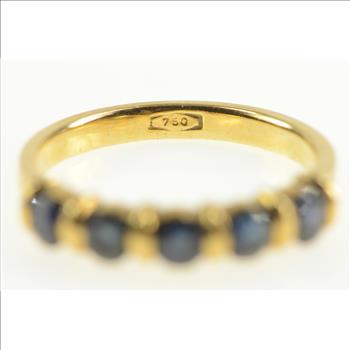 14K Five Stone Natural Sapphire Stackable Band Yellow Gold Ring, Size 6