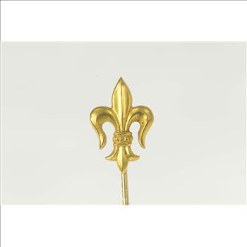 14K Fleur De Lis French Freedom Symbol Yellow Gold Stick Pin