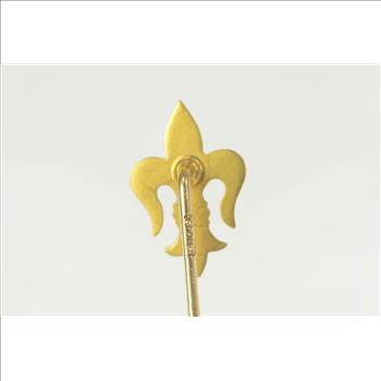14K Fleur De Lis French Freedom Symbol Yellow Gold Stick Pin