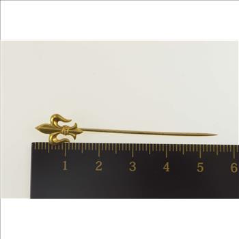 14K Fleur De Lis French Freedom Symbol Yellow Gold Stick Pin