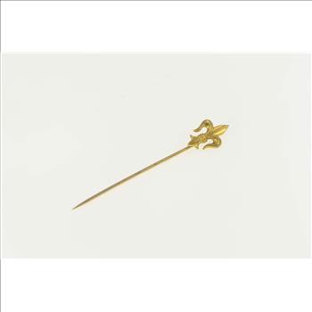 14K Fleur De Lis French Freedom Symbol Yellow Gold Stick Pin