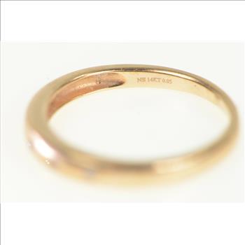 14K Flush Diamond Inset Simple Wedding Band Rose Gold Ring, Size 5.75