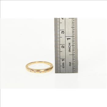 14K Flush Diamond Inset Simple Wedding Band Rose Gold Ring, Size 5.75