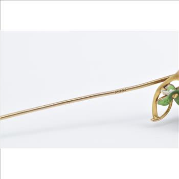 14K Four Leaf Clover Enamel Victorian Lucky Yellow Gold Stick Pin