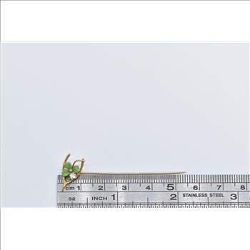 14K Four Leaf Clover Enamel Victorian Lucky Yellow Gold Stick Pin