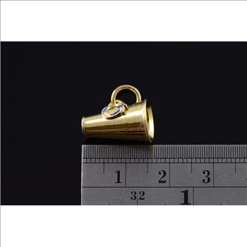 14K G Cheerleader Enamel Cheerleading Megaphone Yellow Gold Charm/Pendant