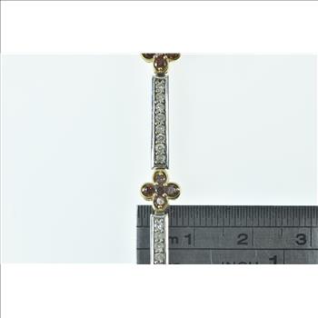 14K Garnet Flower Cluster Diamond Bar Tennis Yellow Gold Bracelet 7