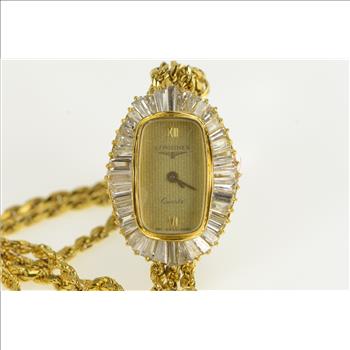 14k Gold 2.00 Diamond Longines Quartz Watch - Women's