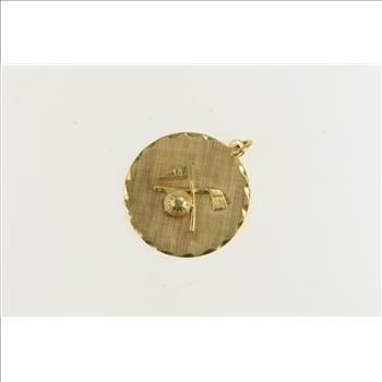 14K Golf Motif Flags Ball Golfer Vintage Sport Yellow Gold Charm/Pendant