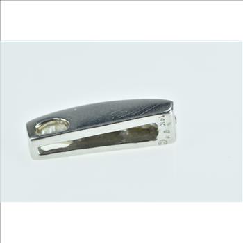 14K Graduated Diamond Vintage Bar Statement White Gold Pendant