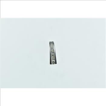 14K Graduated Diamond Vintage Bar Statement White Gold Pendant