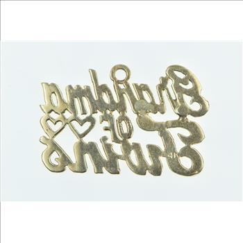 14K Grandma of Twins Word Cut Out Cursive Heart Yellow Gold Charm/Pendant