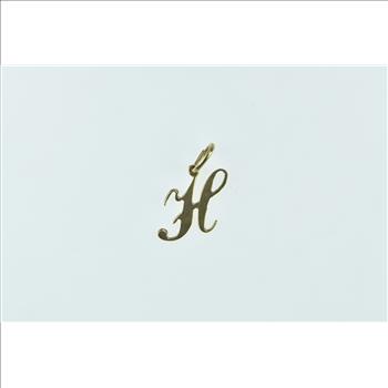 14K H Cursive Monogram Letter Initial Name Yellow Gold Charm/Pendant