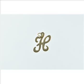 14K H Cursive Monogram Name Letter Yellow Gold Charm/Pendant