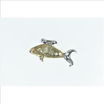 14K Handmade Designer Agate Diamond Eyed Fish Yellow Gold Pendant