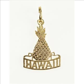 14K Hawaii Pineapple Symbol Souvenir Yellow Gold Charm/Pendant