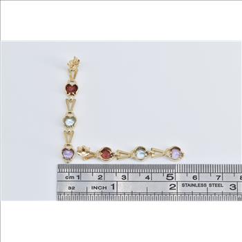 14K Heart Garnet Topaz Amethyst Tiered Dangle Yellow Gold Earrings