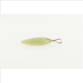 14K Heart Jade Vintage Love Symbol Carved Stone Yellow Gold Pendant