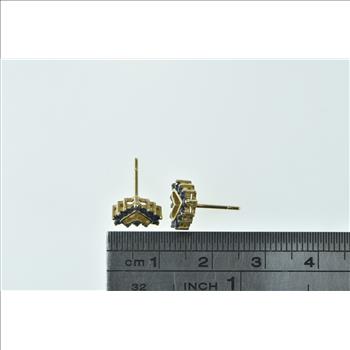 14K Heart Sapphire Love Symbol Stud Yellow Gold Earrings
